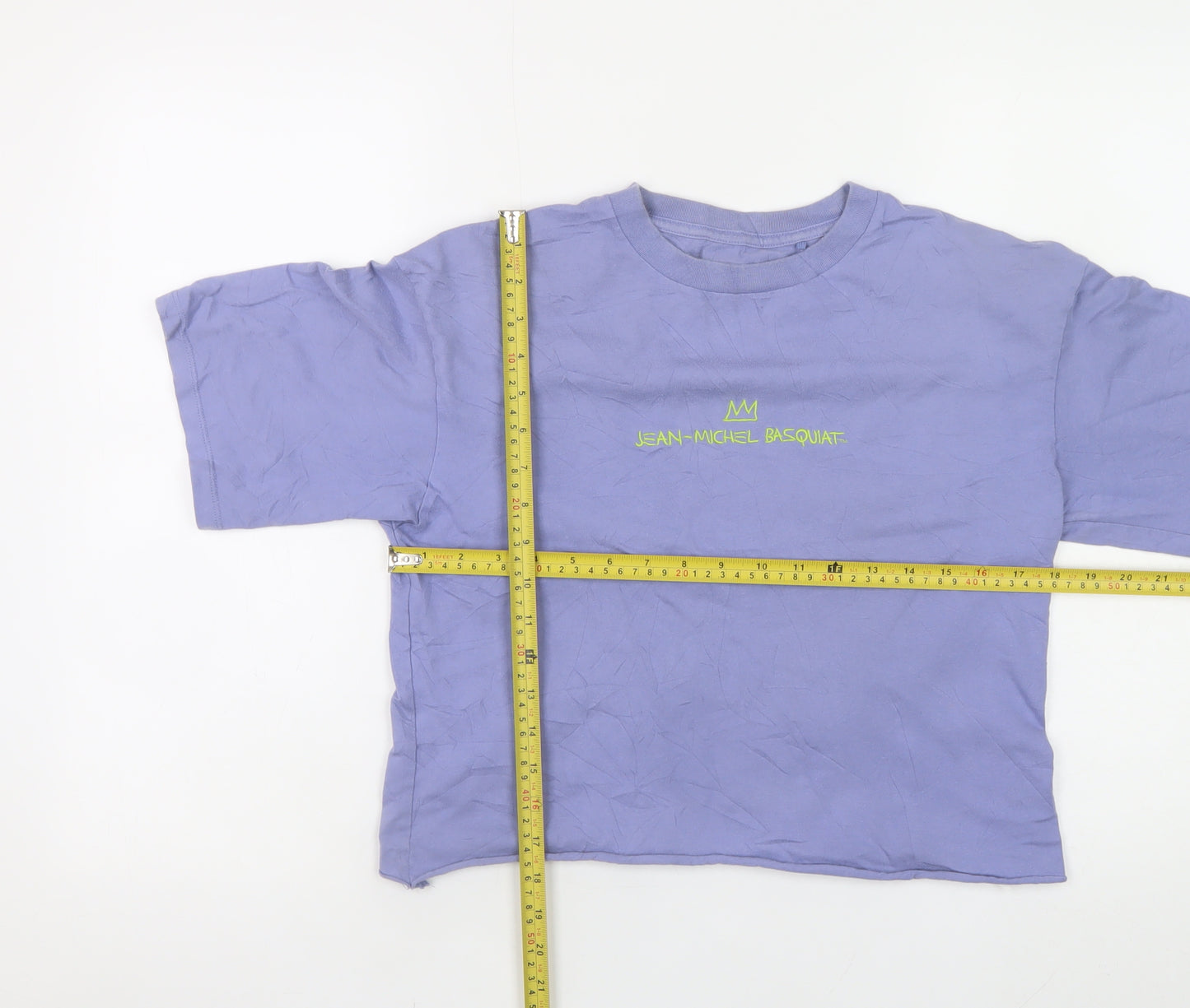 Uniqlo Women Purple Jean-Michel Basquiat Cropped Graphic T-Shirt XS