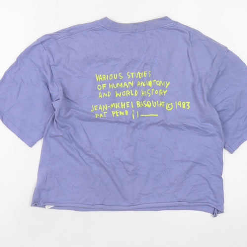 Uniqlo Women Purple Jean-Michel Basquiat Cropped Graphic T-Shirt XS