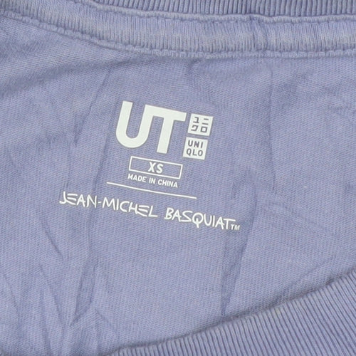 Uniqlo Women Purple Jean-Michel Basquiat Cropped Graphic T-Shirt XS