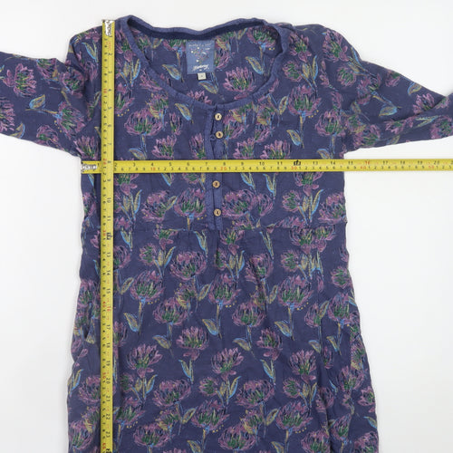 Mandaray Women Blue Floral Long Sleeve Tunic Top Size 8