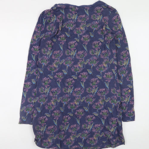 Mandaray Women Blue Floral Long Sleeve Tunic Top Size 8
