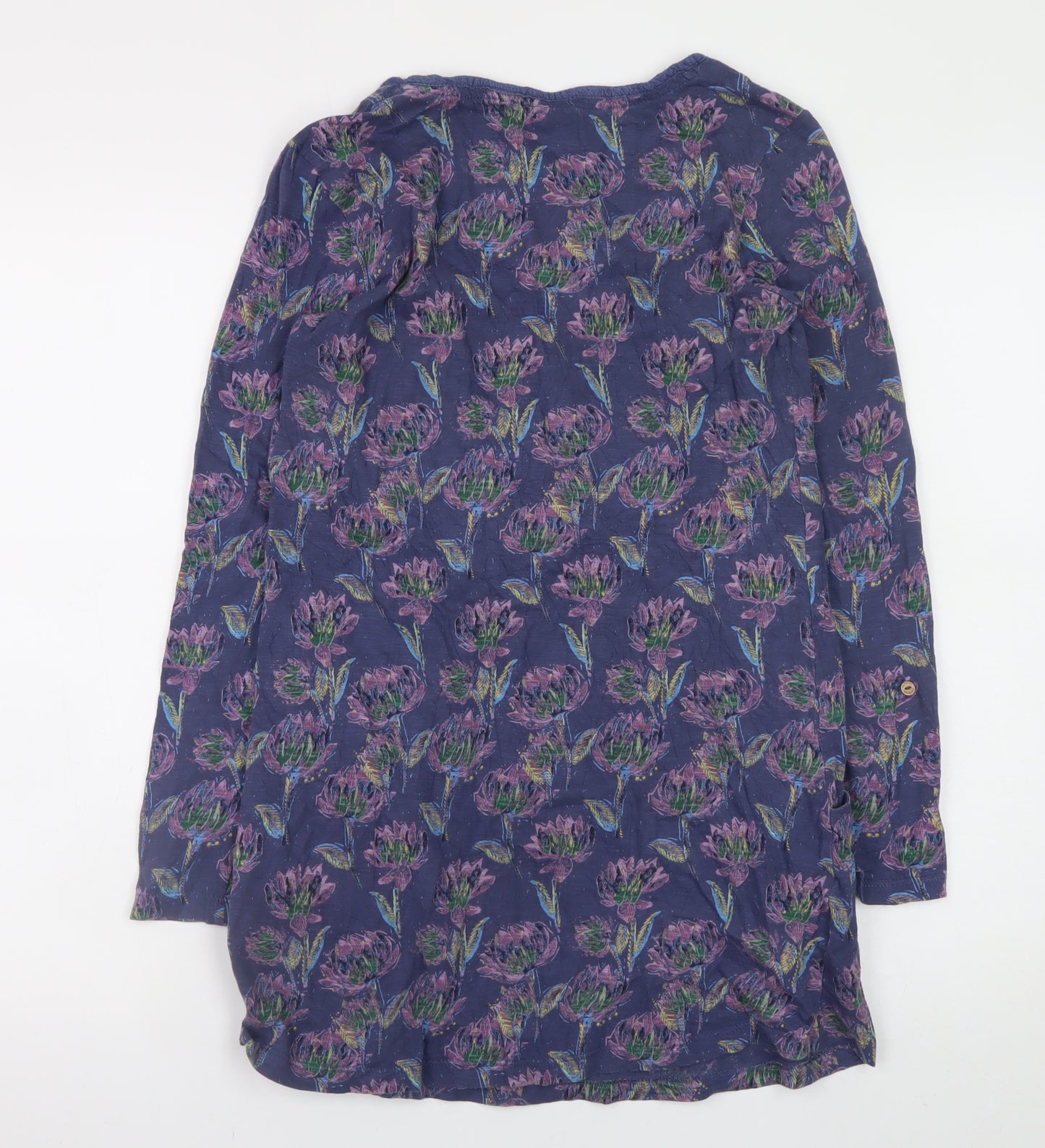 Mandaray Women Blue Floral Long Sleeve Tunic Top Size 8
