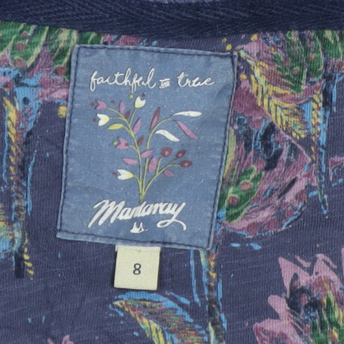 Mandaray Women Blue Floral Long Sleeve Tunic Top Size 8