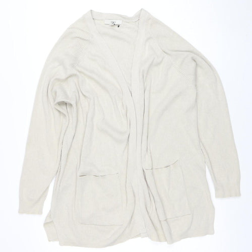 Marks and Spencer Womens Beige XL V-Neck Open Knit Cardigan