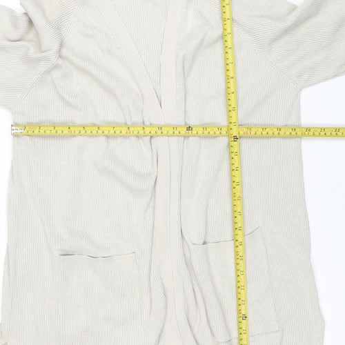 Marks and Spencer Womens Beige XL V-Neck Open Knit Cardigan