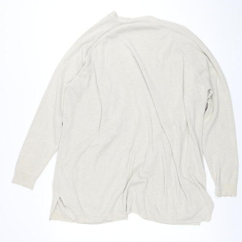Marks and Spencer Womens Beige XL V-Neck Open Knit Cardigan