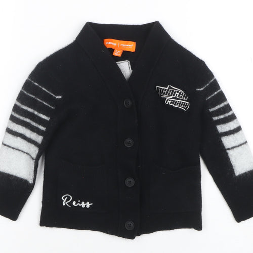 Reiss x McLaren Boys Black Wool Blend Racing Cardigan 5-6 Years Button Up