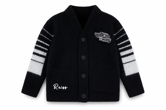 Reiss x McLaren Boys Black Wool Blend Racing Cardigan 5-6 Years Button Up