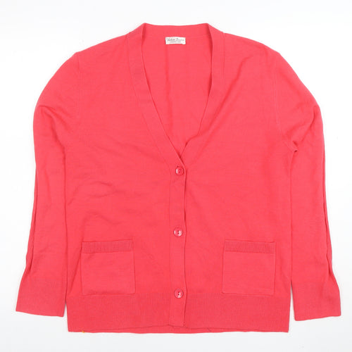 Barbara Lebek Women's Pink V-Neck Button Knit Cardigan Size 14