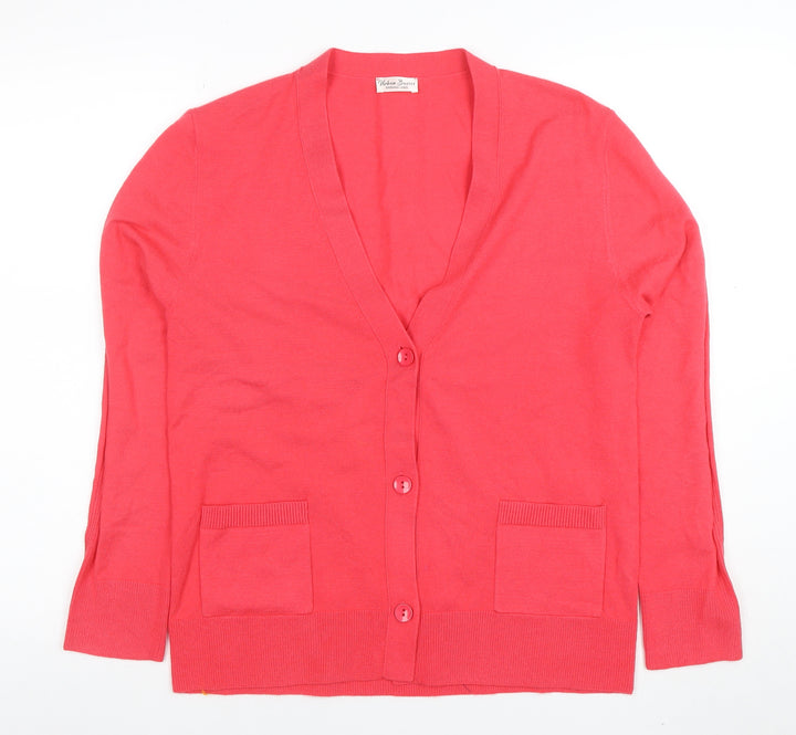 Barbara Lebek Women's Pink V-Neck Button Knit Cardigan Size 14