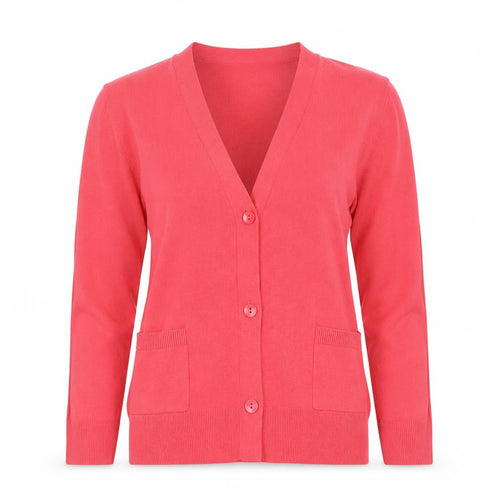 Barbara Lebek Women's Pink V-Neck Button Knit Cardigan Size 14