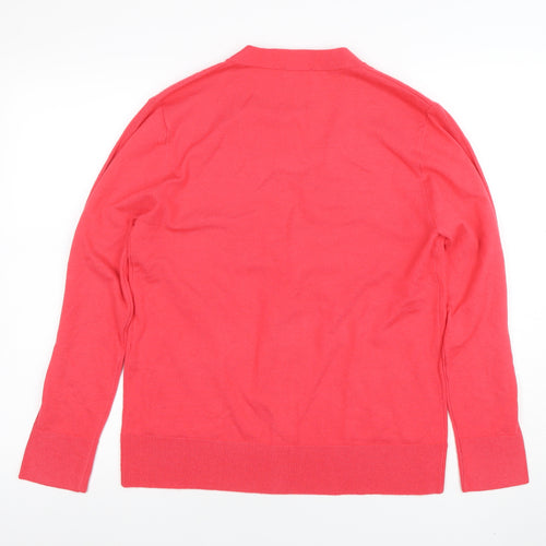 Barbara Lebek Women's Pink V-Neck Button Knit Cardigan Size 14