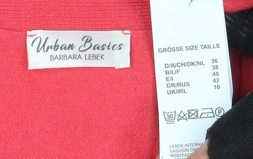 Barbara Lebek Women's Pink V-Neck Button Knit Cardigan Size 14