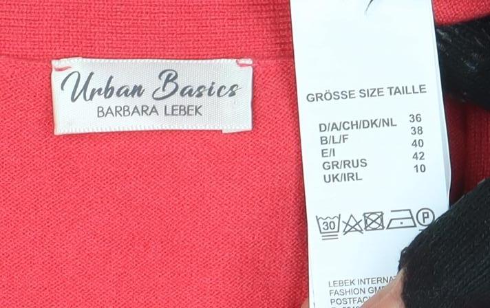 Barbara Lebek Women's Pink V-Neck Button Knit Cardigan Size 14