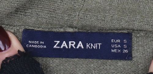 Zara Women’s Green Long Sleeve Belted Cardigan Knit S