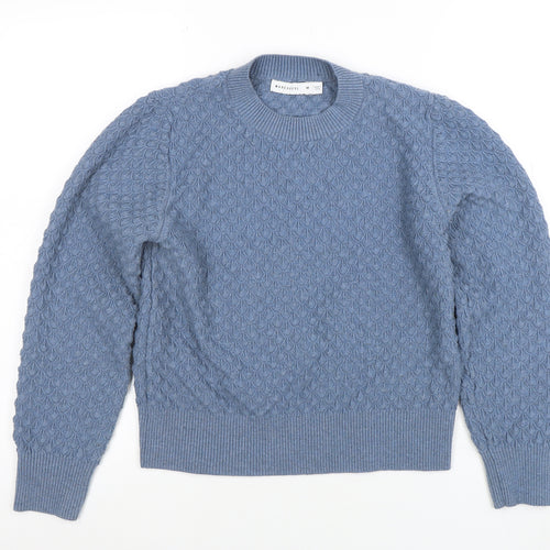 Warehouse Women’s Blue Cable Knit Crew Neck Jumper Size M