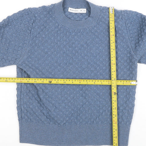 Warehouse Women’s Blue Cable Knit Crew Neck Jumper Size M