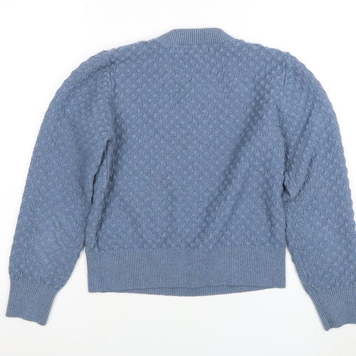 Warehouse Women’s Blue Cable Knit Crew Neck Jumper Size M