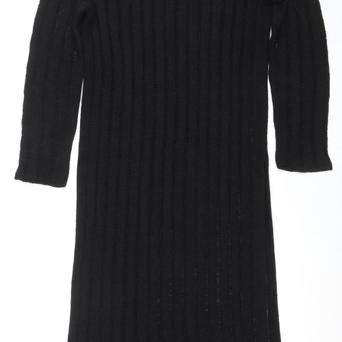 Reclaimed Vintage Women’s Black Long Sleeve Knit Bodycon Midi Dress Size 10