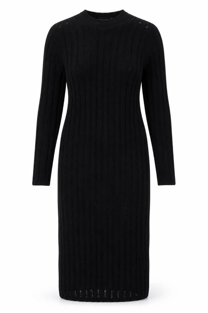 Reclaimed Vintage Women’s Black Long Sleeve Knit Bodycon Midi Dress Size 10