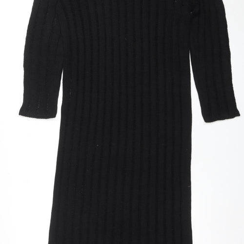 Reclaimed Vintage Women’s Black Long Sleeve Knit Bodycon Midi Dress Size 10