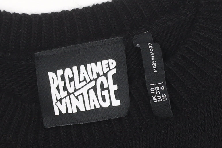 Reclaimed Vintage Women’s Black Long Sleeve Knit Bodycon Midi Dress Size 10