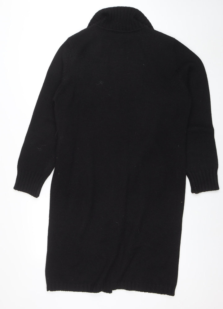 Betty Jackson Studio Womens Black Wool Blend Collared Cardigan L