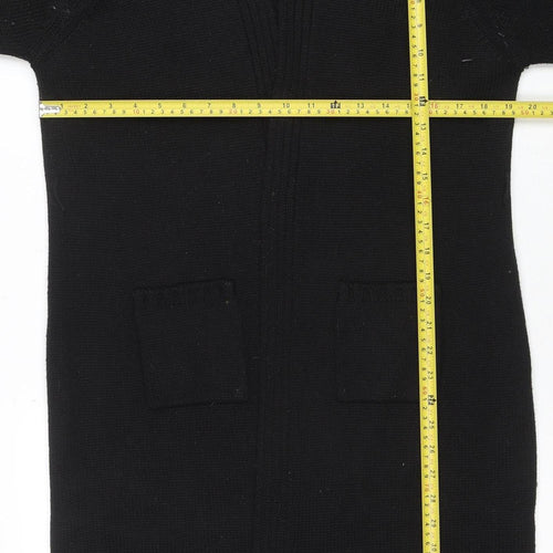 Betty Jackson Studio Womens Black Wool Blend Collared Cardigan L