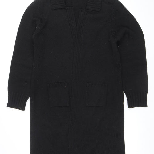 Betty Jackson Studio Womens Black Wool Blend Collared Cardigan L