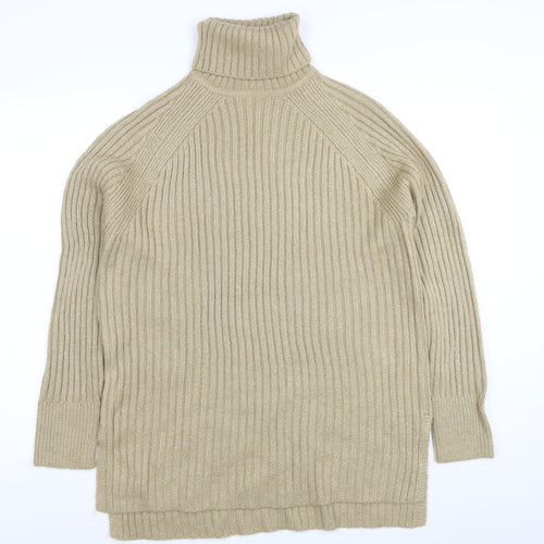 Marks and Spencer Women’s Beige Wool Roll Neck Tunic Jumper Size M
