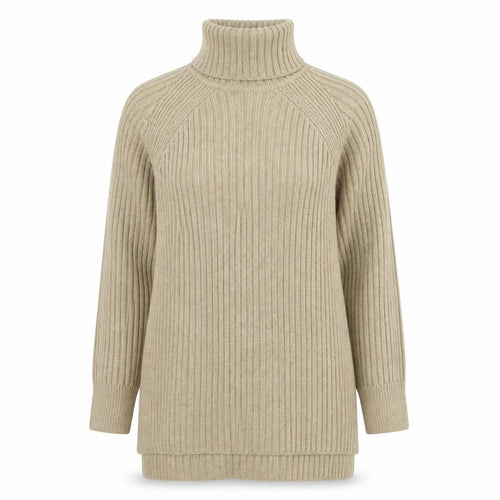 Marks and Spencer Women’s Beige Wool Roll Neck Tunic Jumper Size M