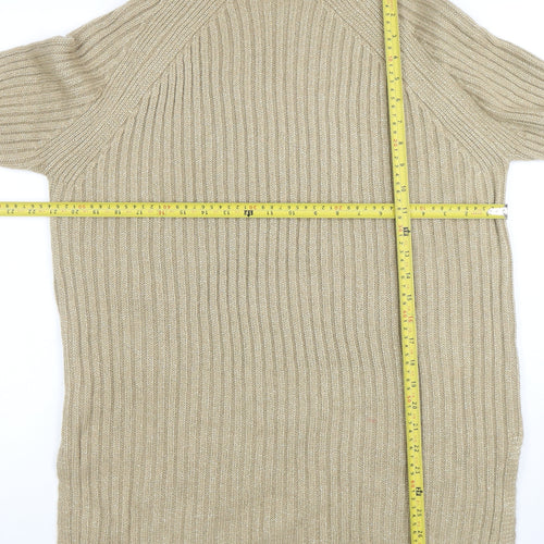 Marks and Spencer Women’s Beige Wool Roll Neck Tunic Jumper Size M