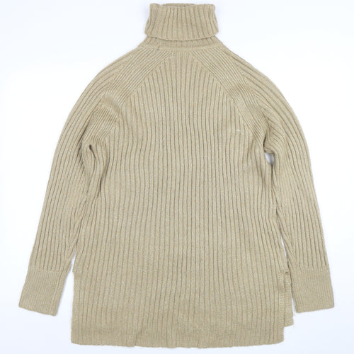 Marks and Spencer Women’s Beige Wool Roll Neck Tunic Jumper Size M
