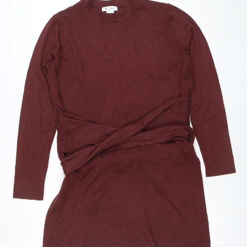 R Edition Womens Brown Long Sleeve Belted Cardigan Size 12