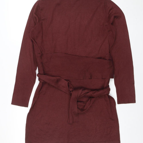 R Edition Womens Brown Long Sleeve Belted Cardigan Size 12