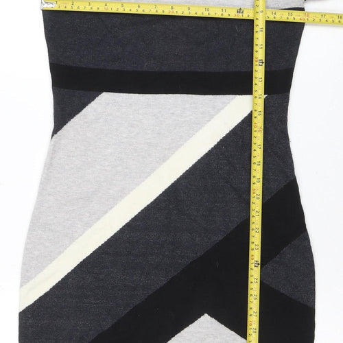 Next Women's Black Geometric Knit Jumper Size 12 Round Neck