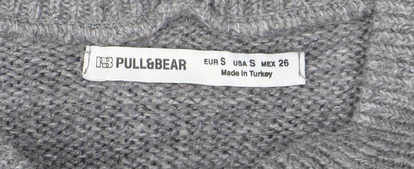 Pull&Bear Women's Grey Wool Blend V-Neck Knit Sleeveless Vest S
