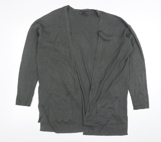 Marks and Spencer Women Grey Long Sleeve Ribbed Cardigan L