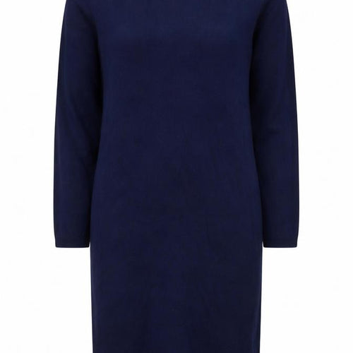 Zara Knit Women Blue Knee Length Sweater Dress M 3/4 Sleeve Zip Back