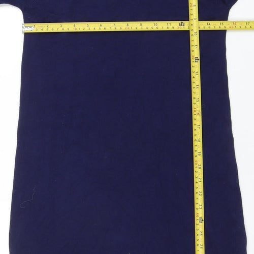 Zara Knit Women Blue Knee Length Sweater Dress M 3/4 Sleeve Zip Back