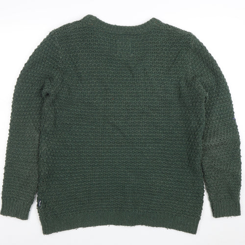 Fat Face Women's Green Knit Waffle Jumper Size M Pullover