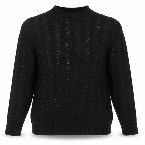 Boohoo Women's Black Open-Knit Mock Neck Long Sleeve Jumper Size M