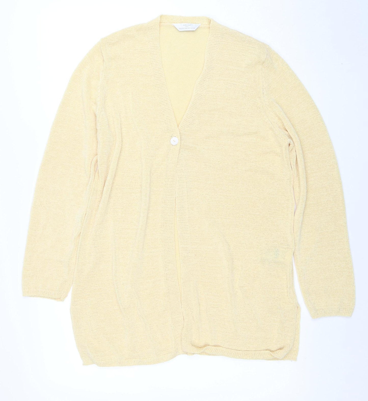 Marks and Spencer Women’s Beige Size 16 V-Neck Knit Cardigan