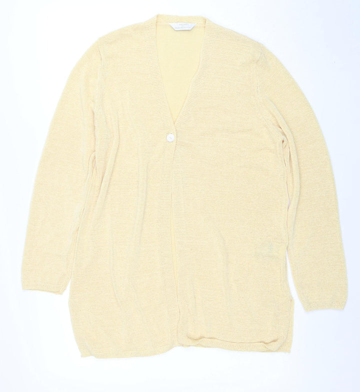 Marks and Spencer Women’s Beige Size 16 V-Neck Knit Cardigan