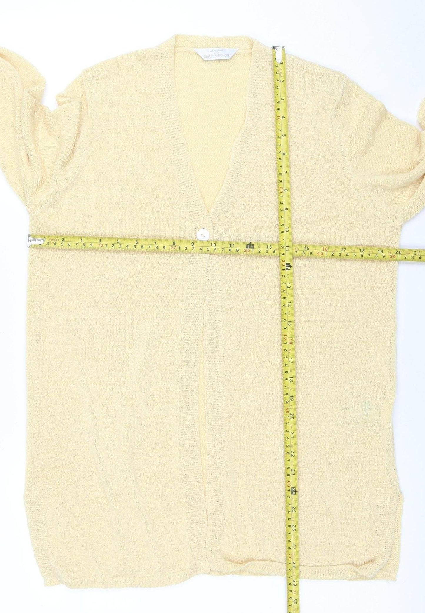 Marks and Spencer Women’s Beige Size 16 V-Neck Knit Cardigan