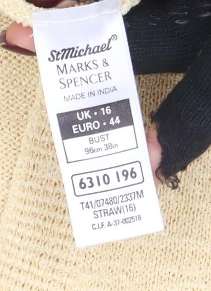 Marks and Spencer Women’s Beige Size 16 V-Neck Knit Cardigan