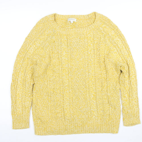 Monsoon Women’s Yellow Cable-Knit Cotton Blend Jumper Size M