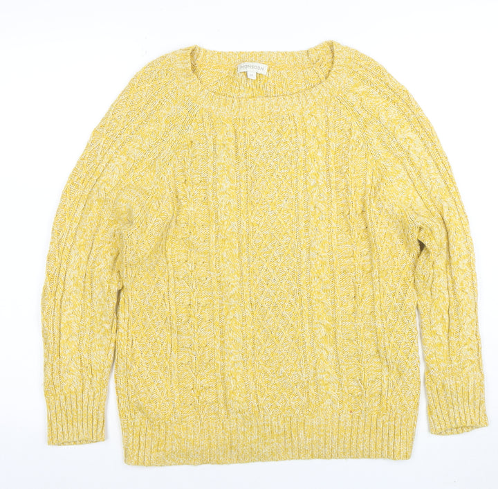 Monsoon Women’s Yellow Cable-Knit Cotton Blend Jumper Size M