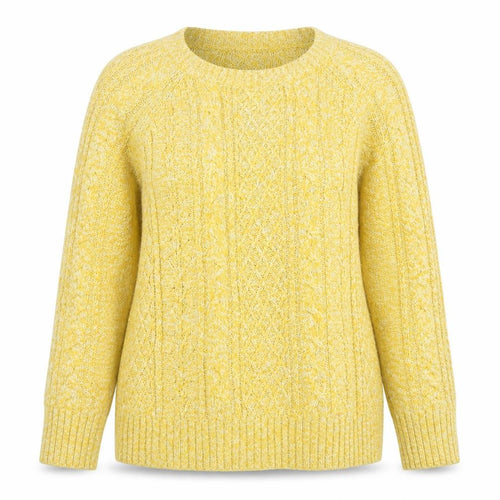 Monsoon Women’s Yellow Cable-Knit Cotton Blend Jumper Size M
