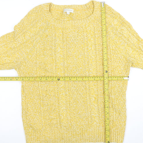 Monsoon Women’s Yellow Cable-Knit Cotton Blend Jumper Size M